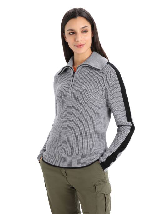 Icebreaker Kvinder merino lodge langærmet sweater med halv lynlås B00X725 tøj gruslyng/sort