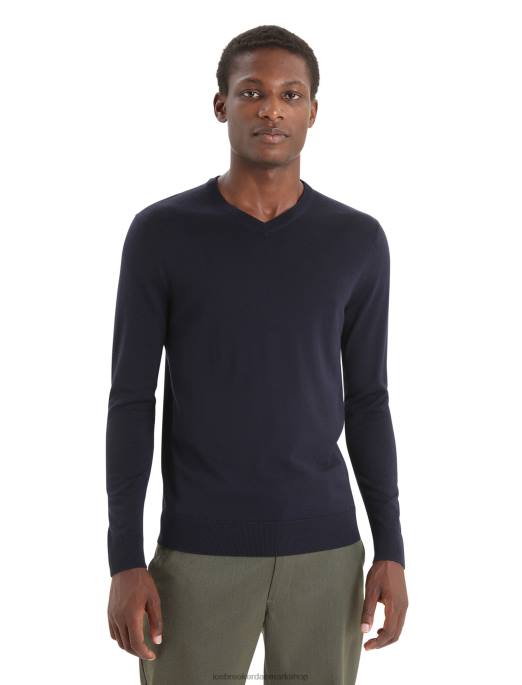 Icebreaker Mænd merino wilcox langærmet sweater med v-hals B00X227 tøj midnatsflåde