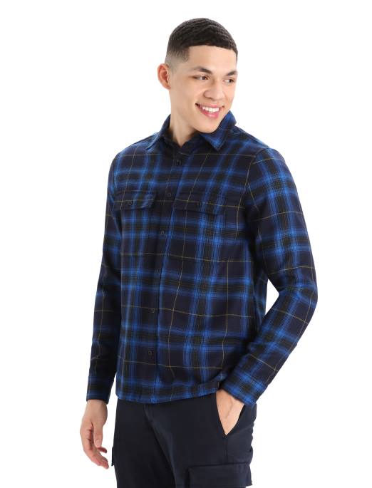 Icebreaker Mænd merino dawnder langærmet flannelskjorte plaid B00X358 tøj midnatsflåde